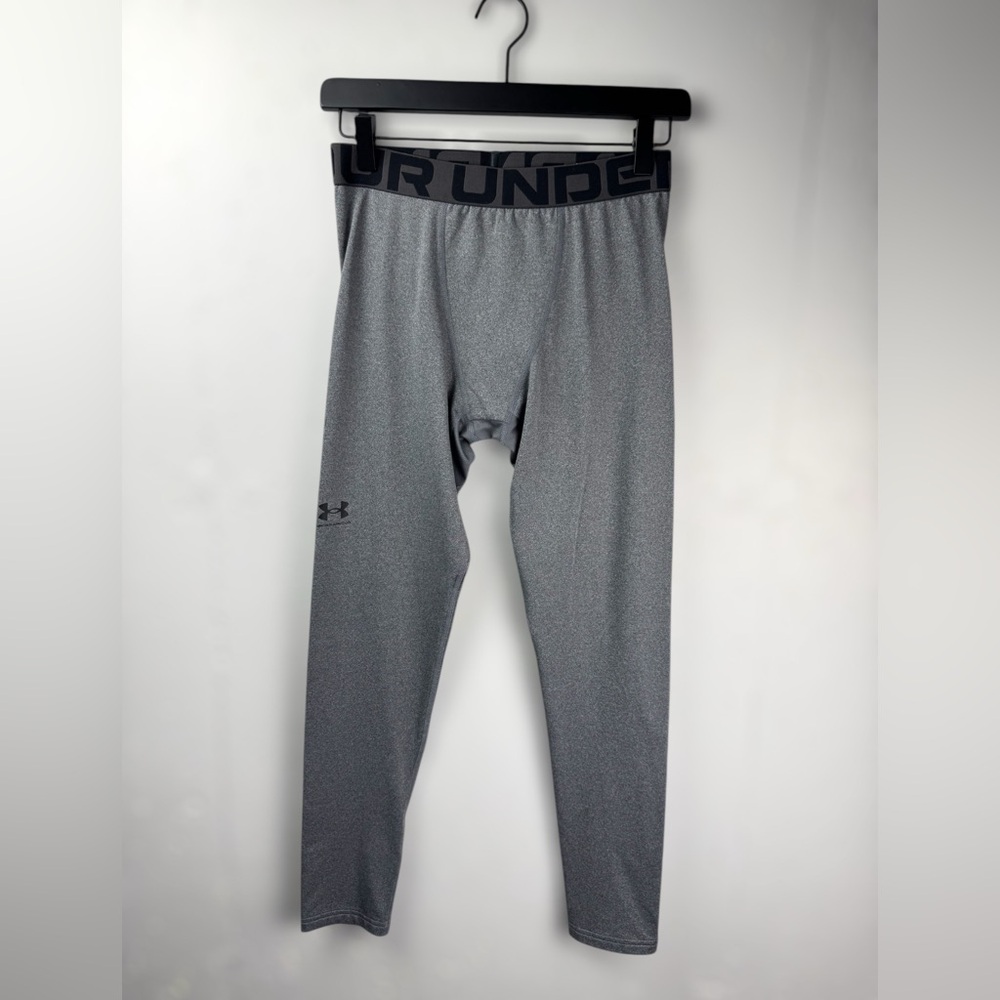 Under Armour Youth Boys Gray Black ColdGear Baselayer Compression Leggings Large